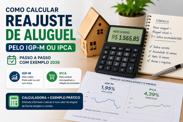 Como Calcular Reajuste de Aluguel pelo IGP-M ou IPCA em 2026: Passo a Passo com Exemplo